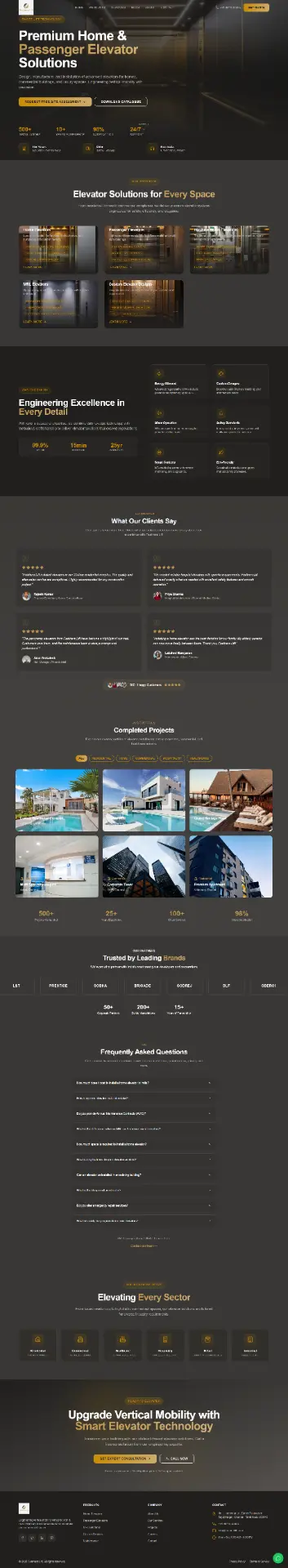 Feather Lift Elevators website design preview