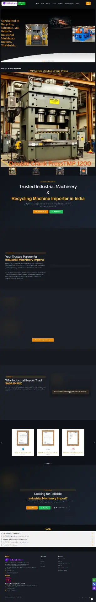 Sasa Impex website design preview